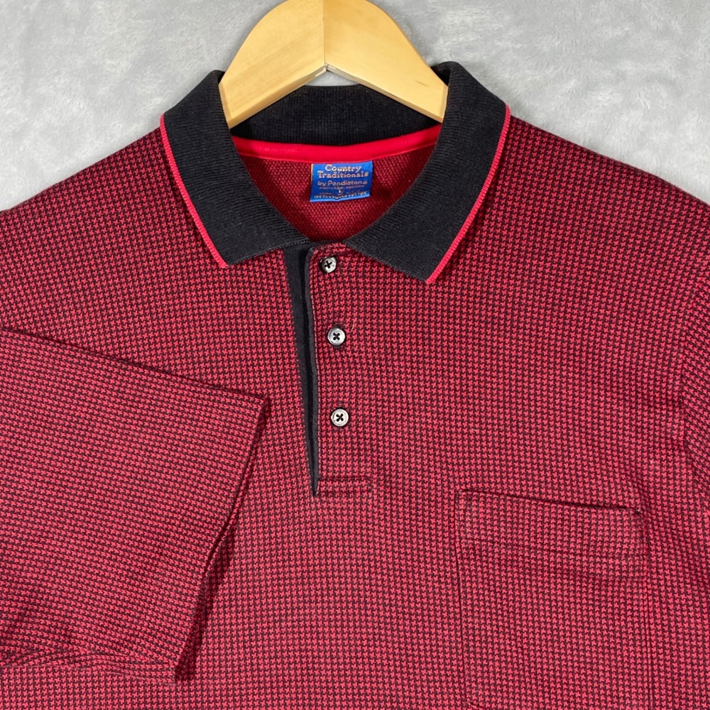 Vintage Country Traditionals by Pendleton Mens Large Burgundy Cotton Polo Shirt